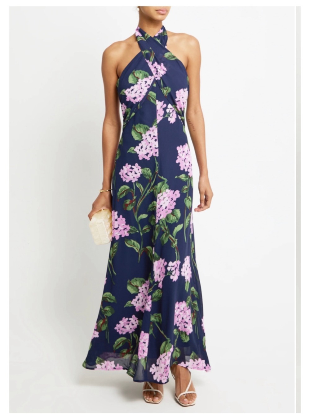 Women's o.p.t Fiorella Dress Floral Maxi Dress Navy Pink Size 10